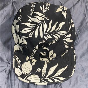 Vintage Stussy Deluxe Black &White Floral Camp Hat